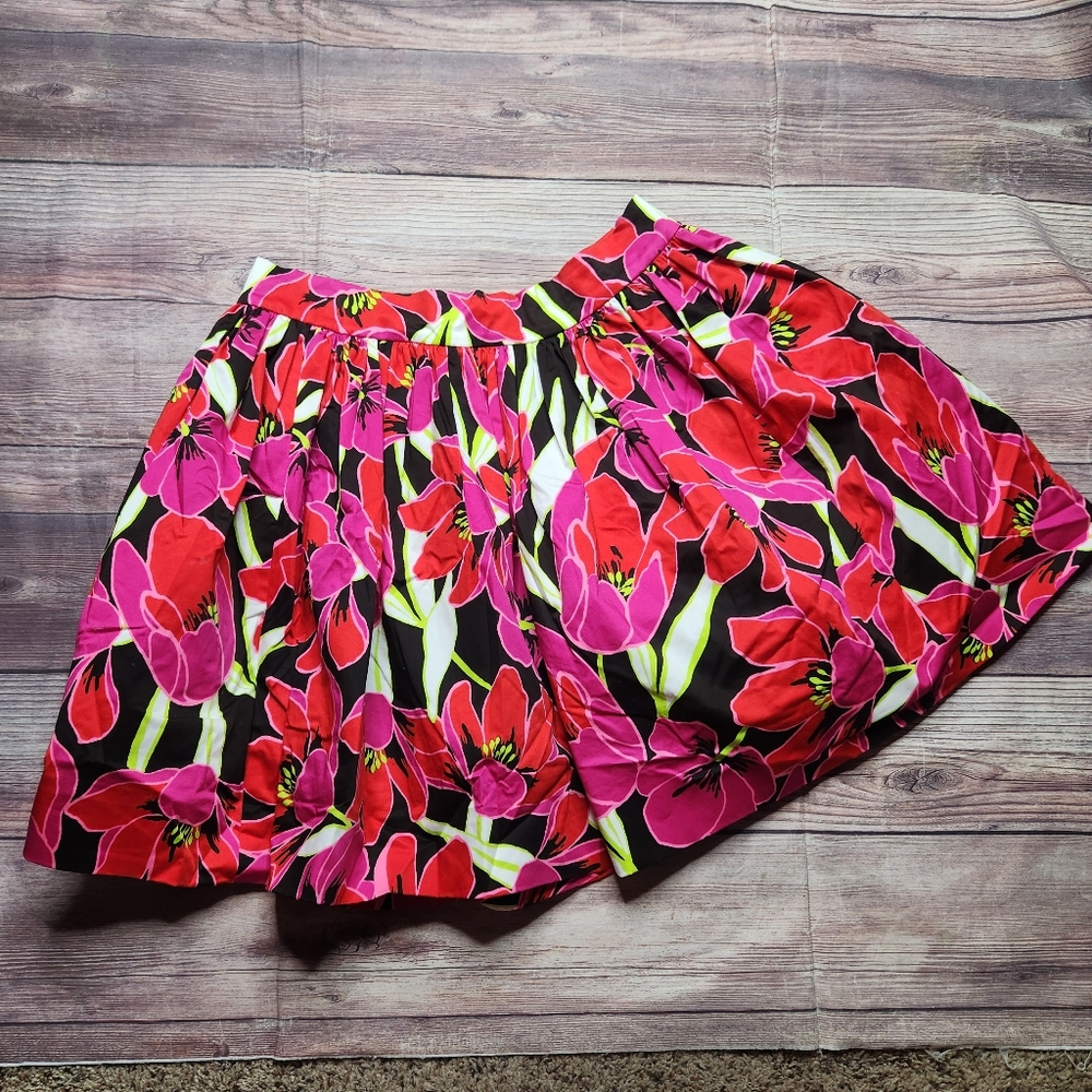 Kate Spade York Tropical Floral Pink Coreen Rio De Janeiro Flare Circle Skirt - Picture 5 of 9